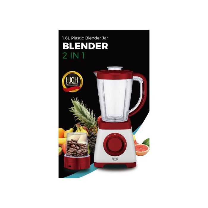 Blender - PRIMA - 350W - Rouge - 1,6L - 4 vitesses - Broyeur intégré