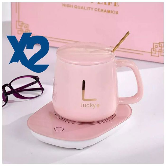 2x Chauffe-tasse électrique en céramique à température constante, pour café, thé au lait, eau