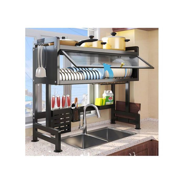 Étagère de séchage de vaisselle en acier inoxydabl avec porte, économiseur d'espace de comptoir, 65cm, 85cm