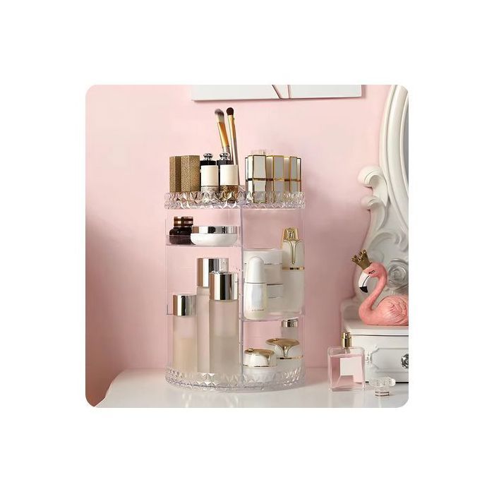 Boîte de rangement transparente pour cosmétiques, rotation à 360 degrés, porte-rouge à lèvres