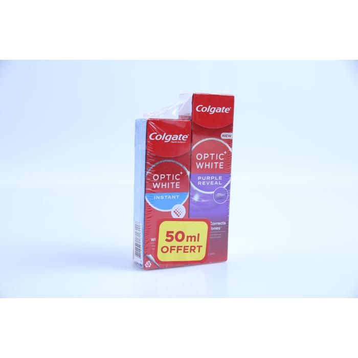 Dentifrice - Optic White Purple - 75 ml + 50 ml - Élimine les taches - Sourire éclatant