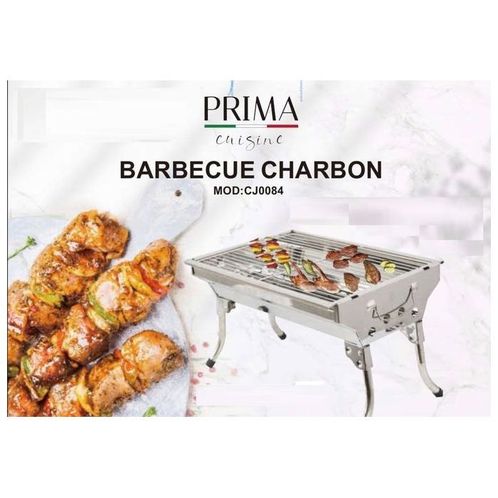 Barbecue Charbon - PRIMA - 33,5x29x48cm - Inox - Pliant - Portable