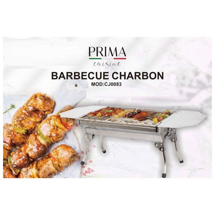 Barbecue Charbon - PRIMA - 33,5x29x84cm - Inox - Pliant - Portable