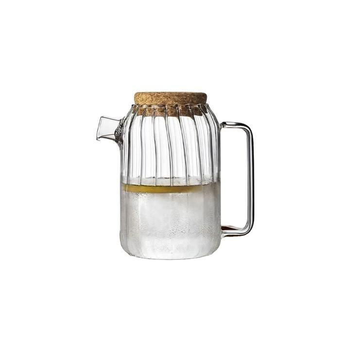 Théière en verre - GF - Couvercle en bambou - Élégante - Pratique - Pour adultes