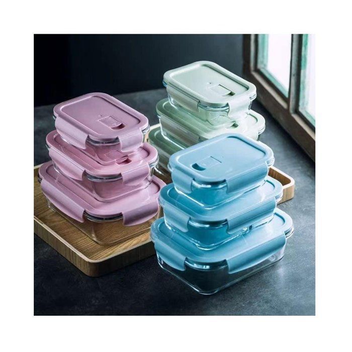 Lot de 3 boîtes de conservation en verre avec couvercle, sans BPA, avec couvercle600ml/500ml et 400 ml