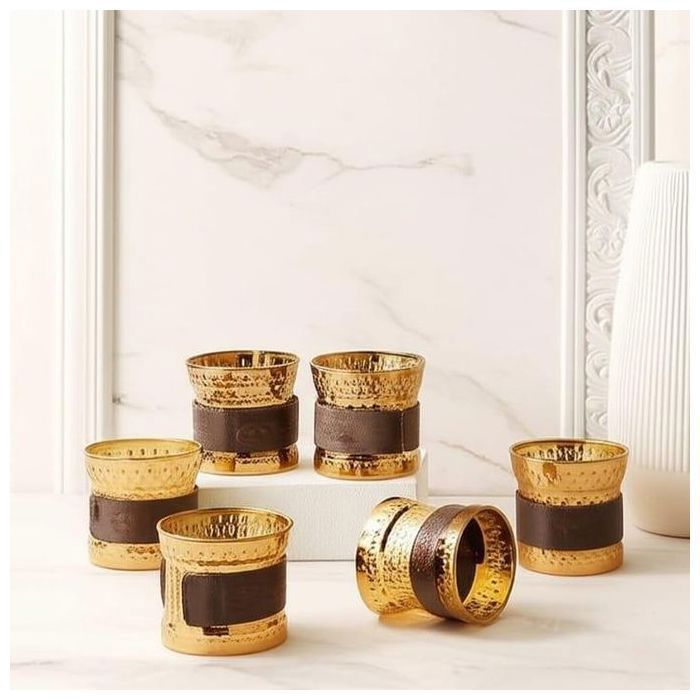 Tasses à café - Non spécifié - Non spécifié - Anneau détachable - Beige doré - 6 pièces