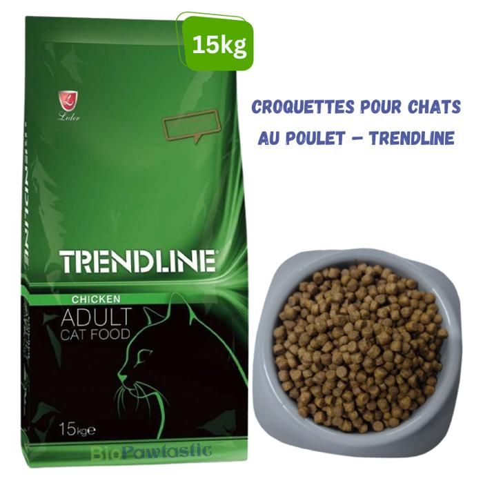 Croquettes pour Chats - Trendline - Poulet - 15 kg - Riche en protéines - Équilibré en vitamines