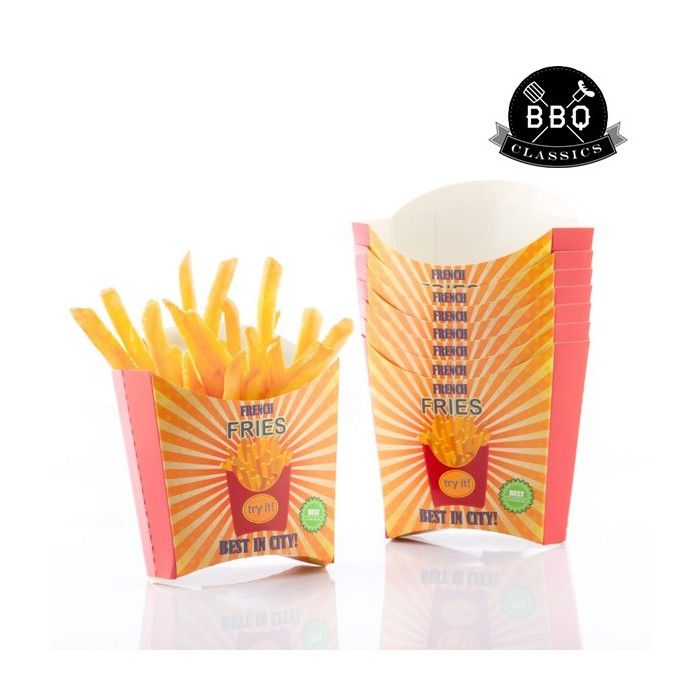 Ensemble de boîtes pour frites - BBQ CLASSICS - Pack de 8 - Carton - Multicolore - 16x11x15 cm