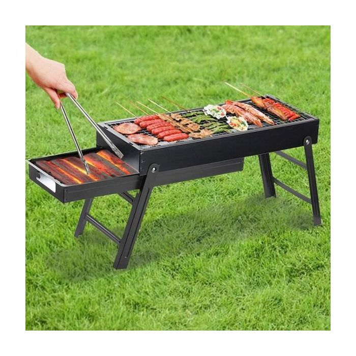 Barbecue à Charbon de Bois Portable pour Événements Extérieurs 60x22x31.5cm