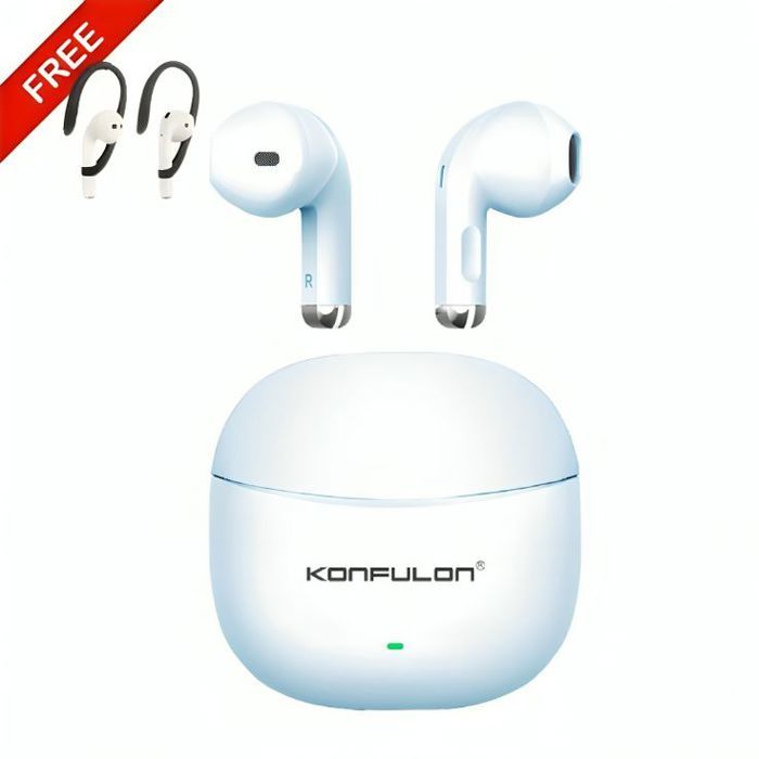Ecouteur sans fil Original Bleu / Konfulon BTS-34 + Crochets d'Oreilles Sportifs Gratuit
