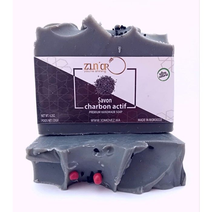 Savon solide - Charbon actif - 120g - Vegan - Détoxifiant - Parfum cannelle