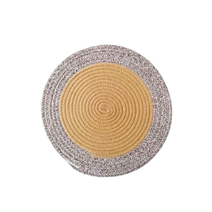 Set de Table - Naturel - 6661-1 - Rond 35 cm - Marron et Gris - Lavable