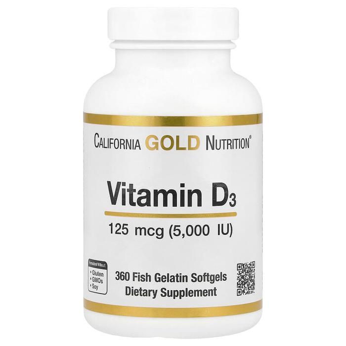 vitamine D3, 125 mcg (5 000 UI), 360 gélules de gélatine de poisson