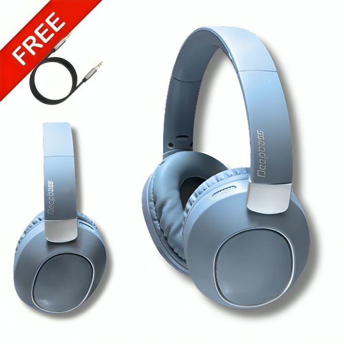Casque bluetooth DeepBass R20 BLEU Original + Câble auxiliaire Gratuit