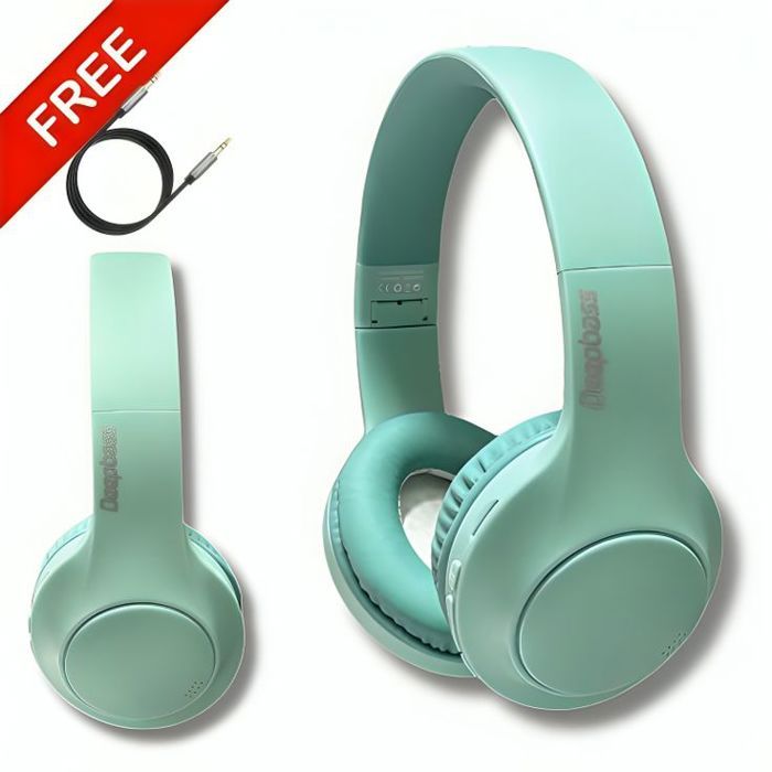 Casque bluetooth DeepBass R21 VERT Original + Câble auxiliaire Gratuit