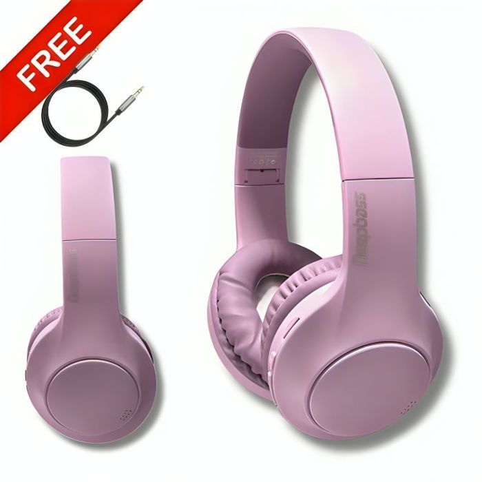 Casque bluetooth DeepBass R21 MAUVE Original + Câble auxiliaire Gratuit