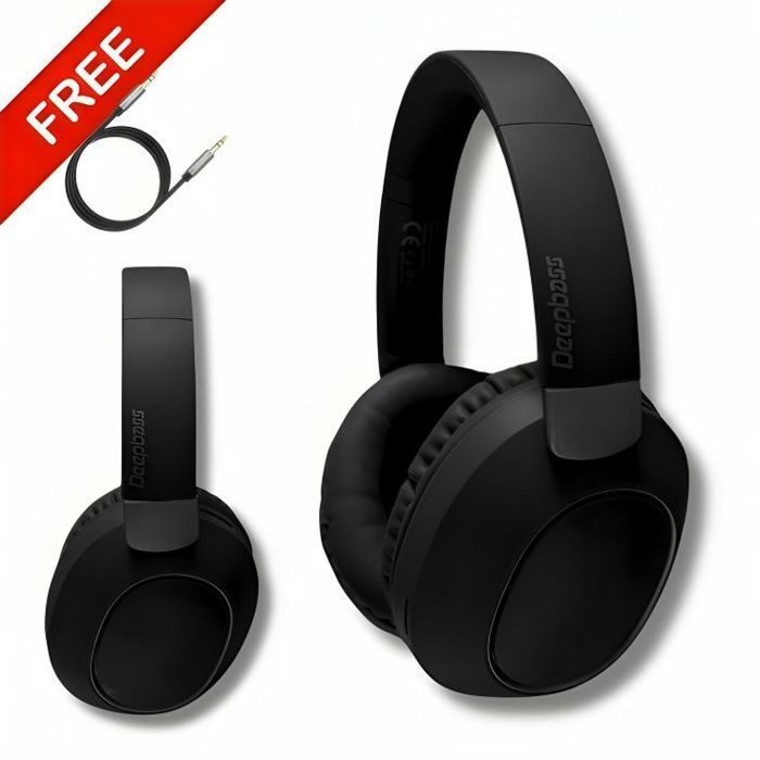 Casque bluetooth DeepBass R20 NOIR Original + Câble auxiliaire Gratuit