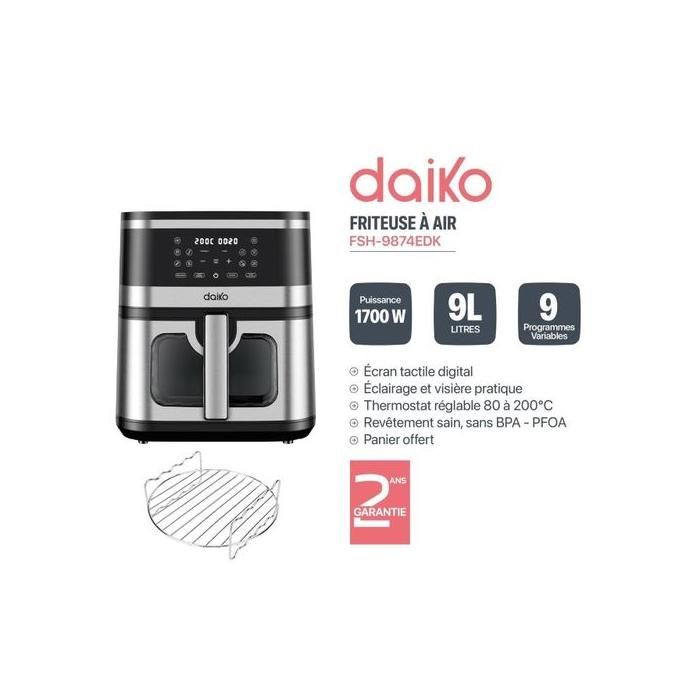 Friteuse grand format XXL sans huile 9 litre, air fryer TACTILE LED