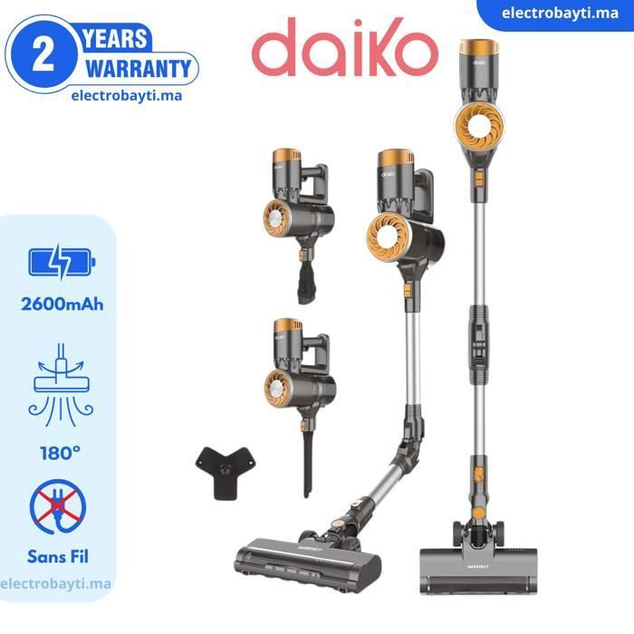 Aspirateur Balai - DAIKO - RABS-8855EDK - 180W - 0,6L - Batterie Li-ion 2600mAh