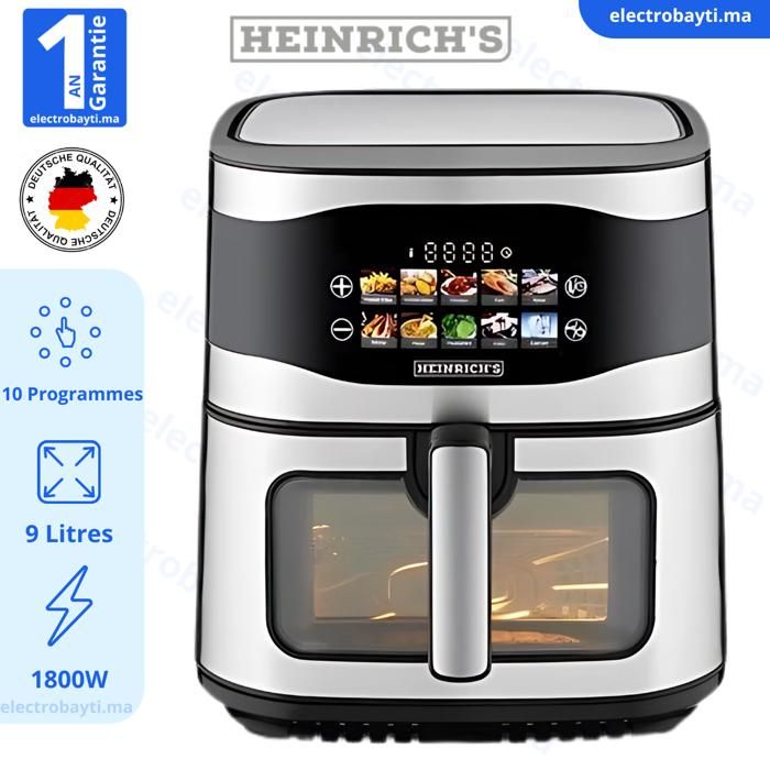 Friteuse sans Huile - 9 Litres - 10 programmes-Ecran tactile LED - 1800W -Germany