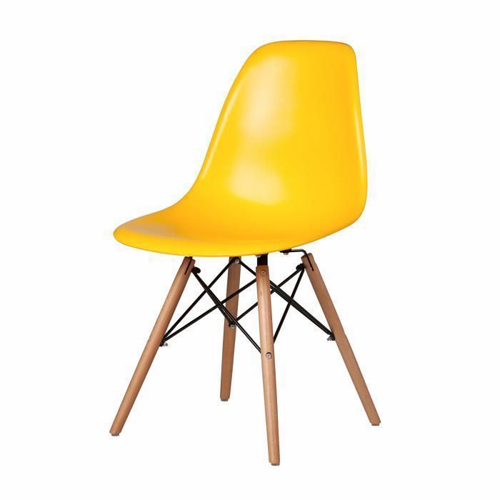 Chaise de salle à manger - Eames - Jaune - 46 x 82 cm - Ergonomique - Bois massif