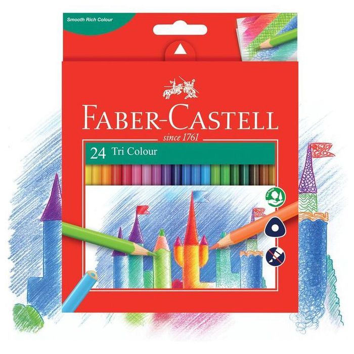 Crayons de couleur - FABER-CASTEL - TRI 24C - Ergonomiques - Vives - Aquarellables