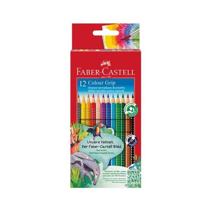 Crayons de couleur - FABER-CASTEL - Grip 12 PS - Triangulaire - Multicolore - Soft grip