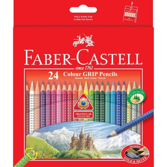 Crayons de couleur - FABER-CASTELL - Grip 24 PS - Triangulaire - Multicolore - Soft grip