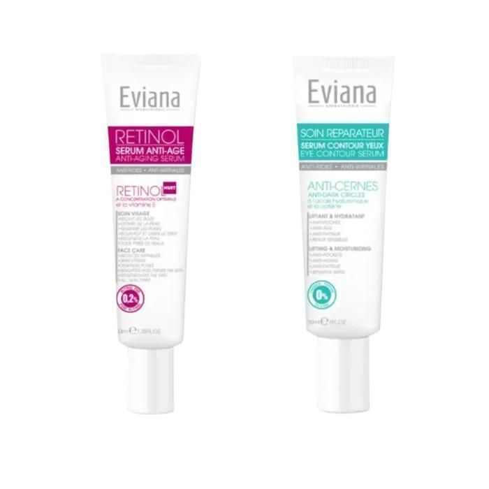 Duo Pack de soins - Eviana - Retinol 40ml - Anti-Cernes 30ml - Hydratation intense - Anti-âge