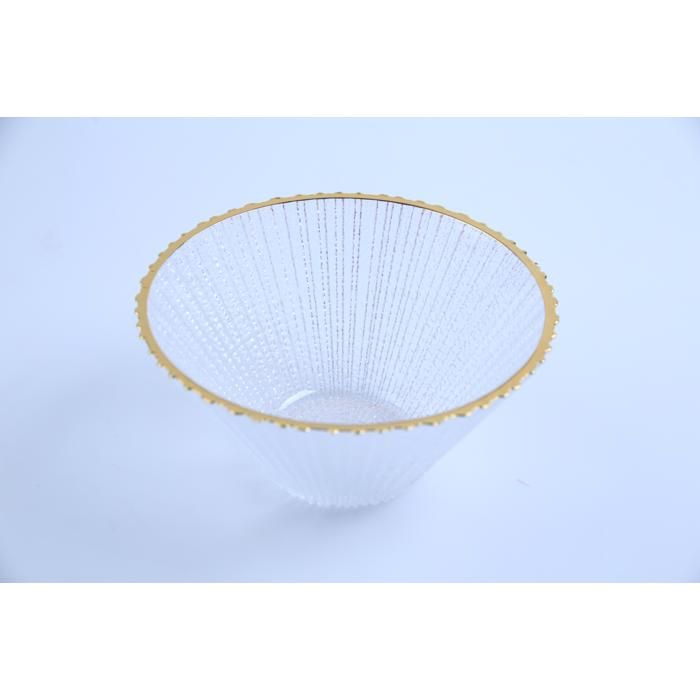 Bol en verre - GENERIC - W808-2JJ - 600 ml - Rebord doré - Rond