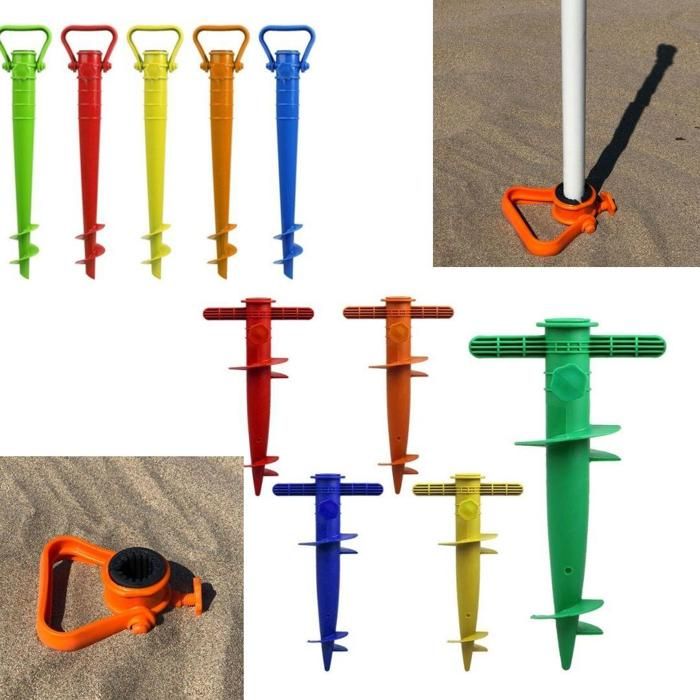 Pied de parasol à visser dans le sable ou la terre couleur verte