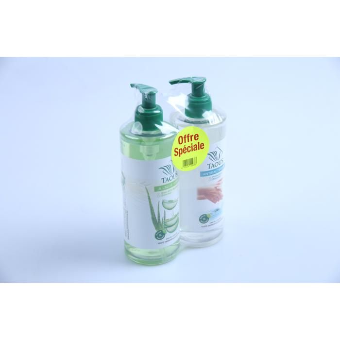 Savon liquide - Taous - 2 x 470 ml - Anti-bactérien - Aloé vera - Sans parabène
