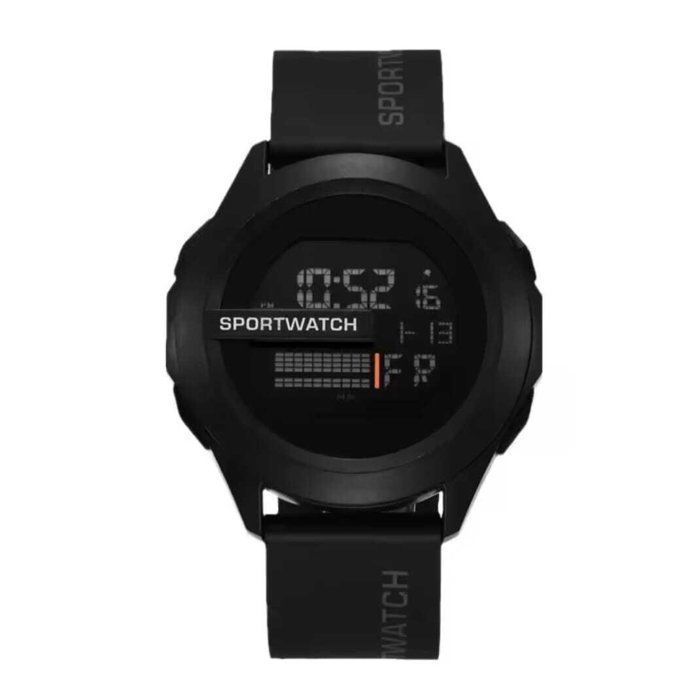 Montre de Sport Numérique - Unisexe - Écran Rétroéclairé - Bracelet Silicone Noir - Multifonction - Quartz