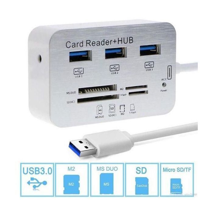 Hub USB 3.0/3.1 multifonction avec 3 ports et lecteur de carte SD/TF Card Reader All In One
