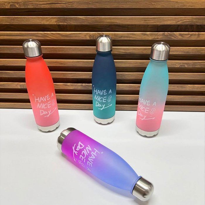 Bouteille d'eau isotherme - Sport - 500ml - Plastique sans BPA - Couverture inoxydable - Couleurs aléatoires