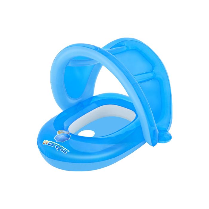 Bouée Bébé Bleue avec Pare-Soleil SPF50+ – Bestway – 80 x 85 cm, Siège Flottant Sécurisé Piscine