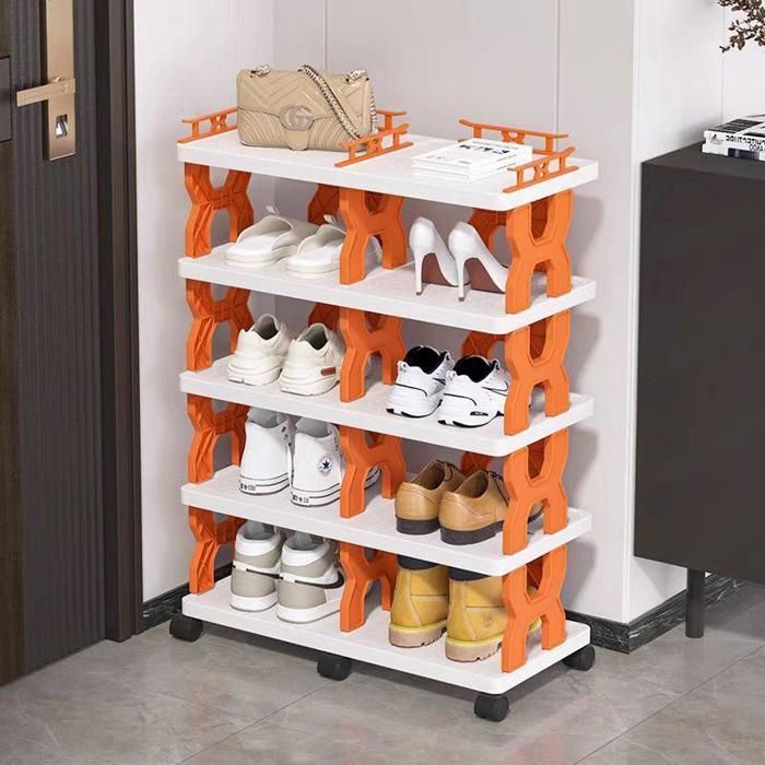 Étagère à chaussures double en forme X à 5 niveaux Avec roulettes