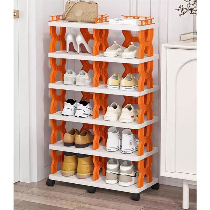 Étagère à chaussures double en forme X à 6 niveaux Avec roulettes