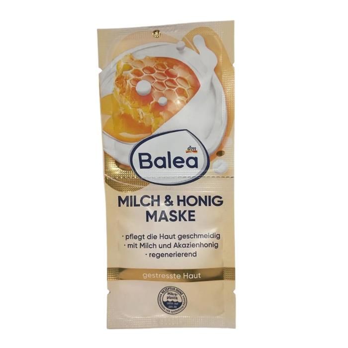 Masque pour visage - BALEA - Lait & Miel - 16 ml - Non comédogène - Hydratant