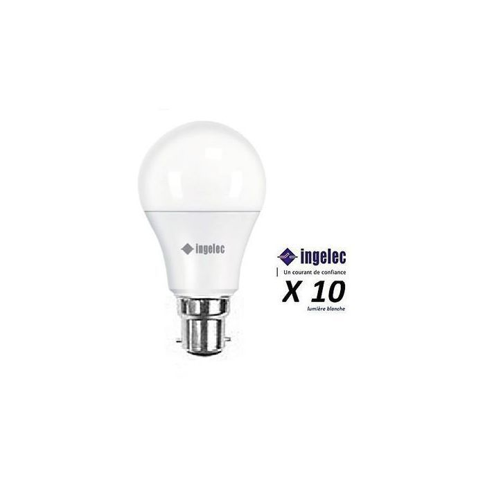 LOT DE 10 LAMPES LED AMPOULES B22 9W ECONOMIQUE LUMIÈRE BLANCHE