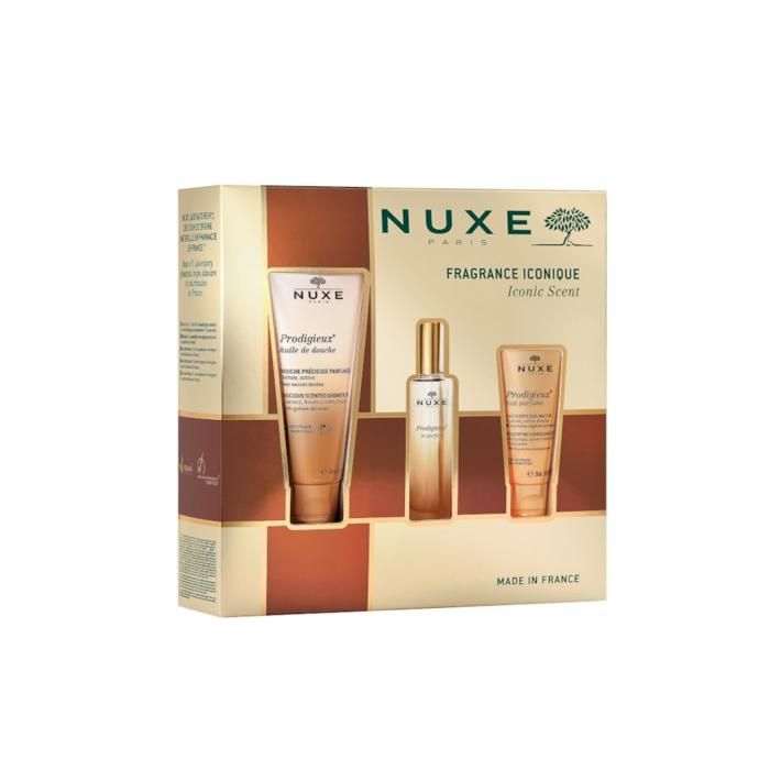 Coffret Nuxe Prodigieuse - Huile Douche, Eau de Parfum, Lait Parfumé - 100ml, 50ml, 30ml