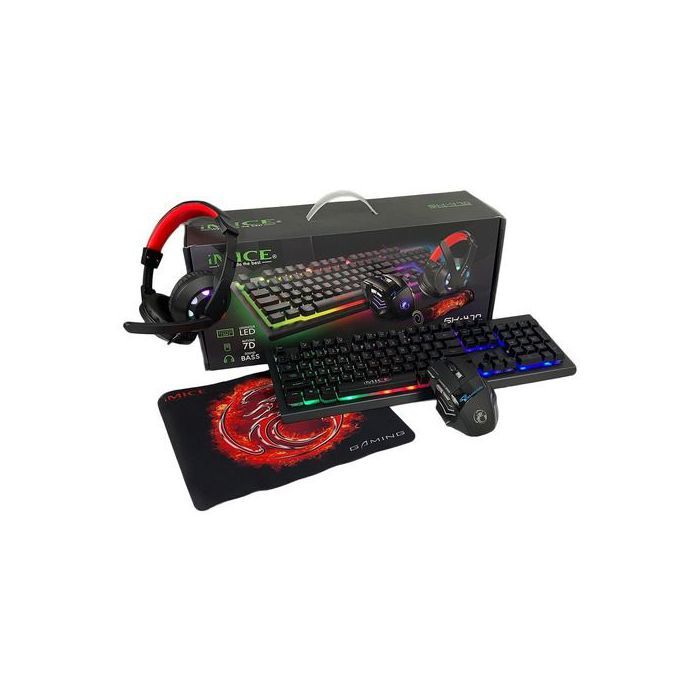 Imice GK-470 Pack gaming 4en1 - Casque + Souris + Clavier + Tapis Souris - excellente