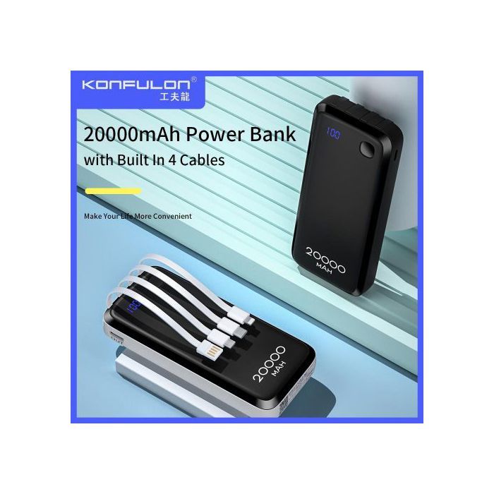 Konfulon Power Bank batterie d'alimentation 20000mAh with Charging Cable