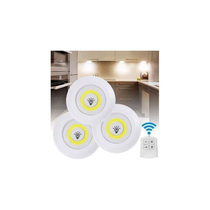 Lampes LED en Plastique alimenté par batterie 3xAAA avec Télécommande Sans Fil // Lot de 3 veilleuses