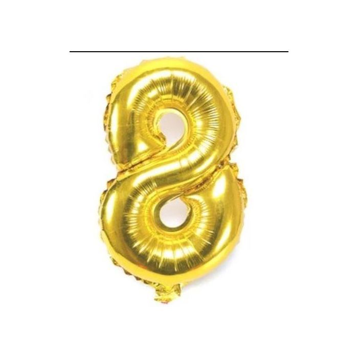 Ballon métallisé doré CHIFFRE 8 doré, Numéro 8 pour célébrer votre fête