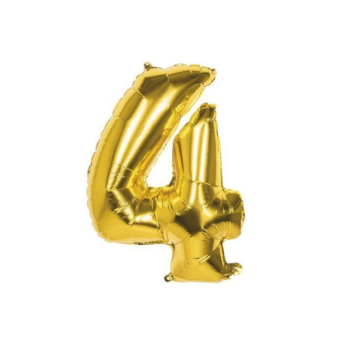 Numéro 4, Ballon Doré Décoration d'anniversaire - Fournitures de fête pour filles et garçons