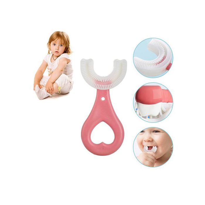 Brosse à dent pour Enfants 2 à 6 ans en Silicone Souple Forme U Nettoyage des Dents