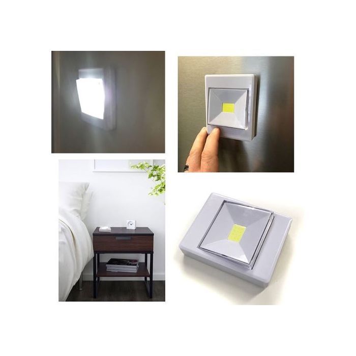 Veilleuse sous forme d'Interrupteur, Lumière de Nuit avec applique murale magnétique, Cob Super lumineux alimenté par batteries