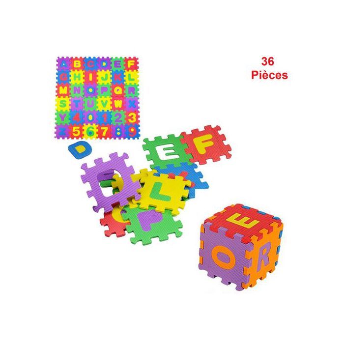 Puzzle des Alphabets 26 Lettres et Nombres de 0 à 9 - Jouet doux et éducatif pour bébés 36 Pcs
