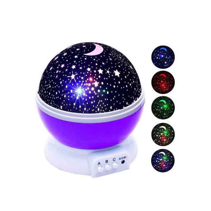 Veilleuse Etoile Lune et Ciel //Projecteur romantique et rotatif avec piles AAA et cable USB